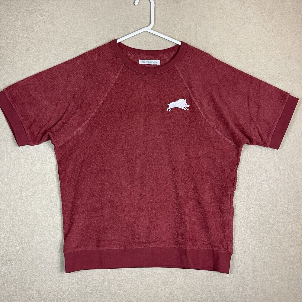 Outerknown Shirt Mens Large Red T-Shirt Premium Casual Logo Short Sleeve Adult
